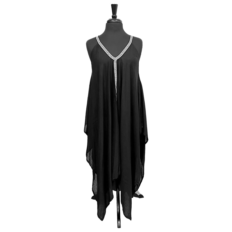 Bella Beach Black Trimmings Kerchief Dress Swimsuit Cover-Up for Ladies