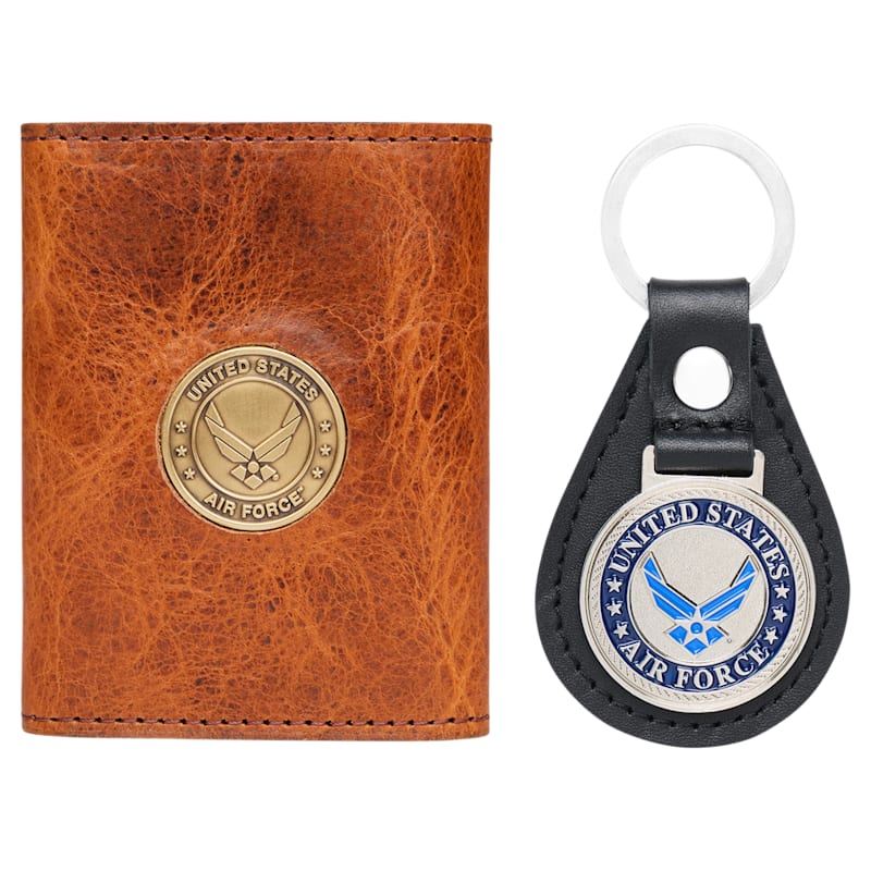Bass Pro Shops U.S. Air Force Leather Wallet and Keychain Gift Set