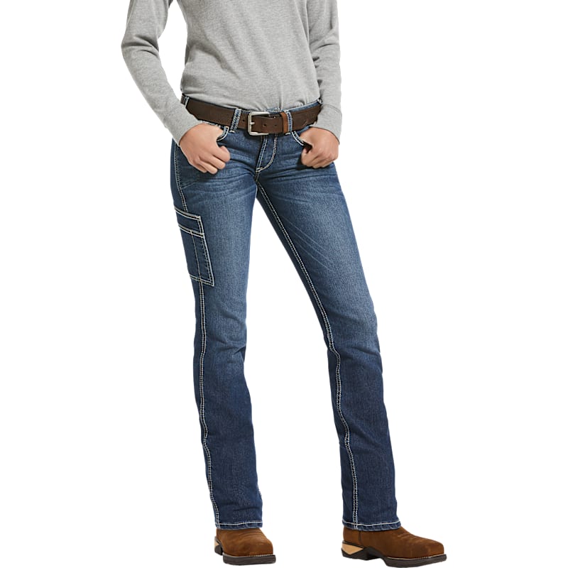 Ariat Rebar Mid-Rise DuraStretch Riveter Straight Leg Jeans for Ladies