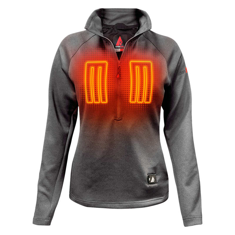 ActionHeat 5V Battery Heated Half-Zip Long-Sleeve Pullover Shirt for Ladies