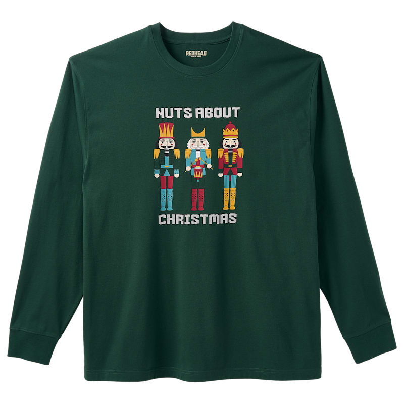 RedHead Nuts About Christmas Holiday Graphic Long-Sleeve T-Shirt