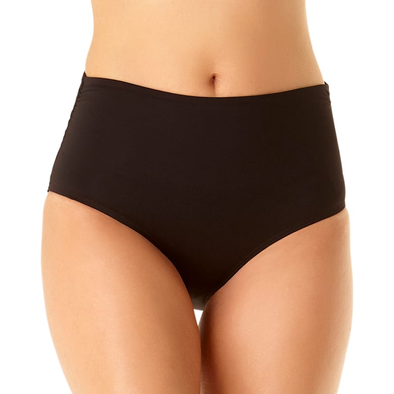 Anne Cole High-Waisted Shirred Swim Bottoms