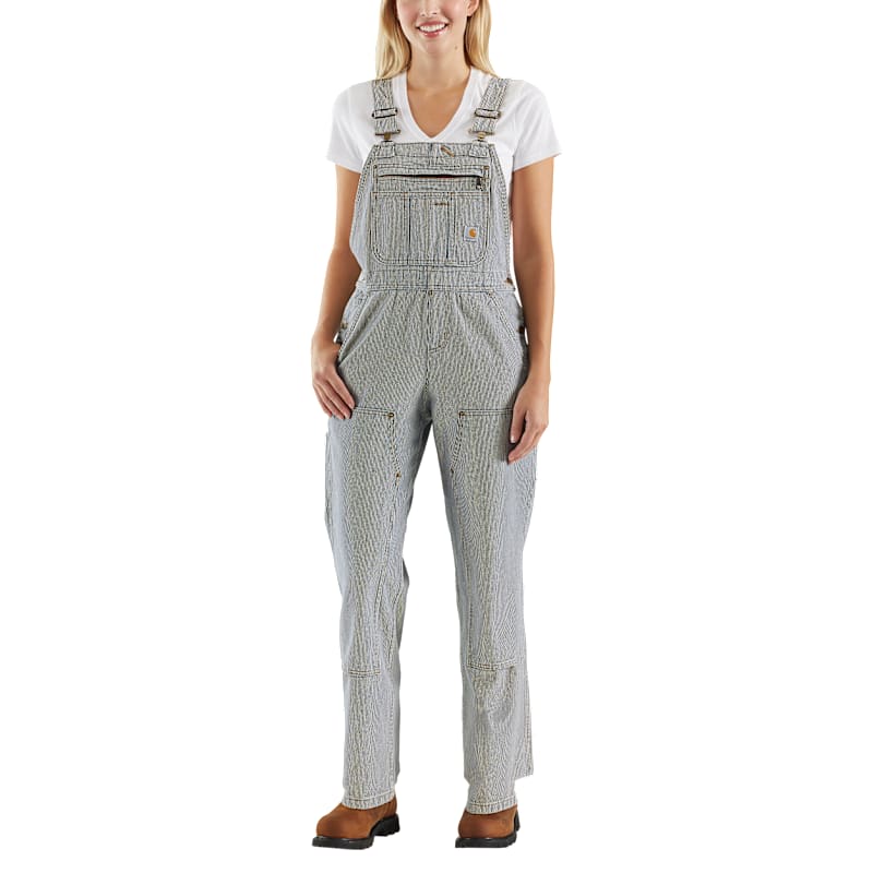 Carhartt Double-Front Railroad Stripe Bib Overalls for Ladies