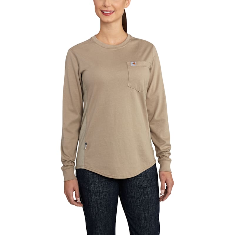 Carhartt Flame-Resistant Force Cotton Crew-Neck Long-Sleeve T-Shirt for Ladies