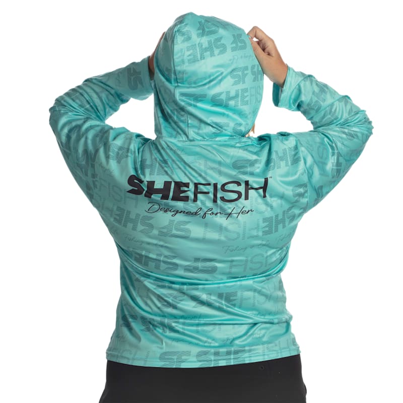SheFish Lightweight Performance UPF Hooded Sun Shirt