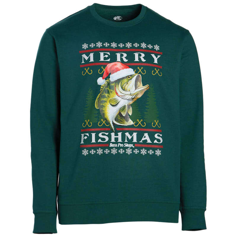 Bass Pro Shops Merry Fishmas Fish with Santa Hat Sweatshirt