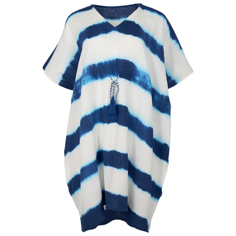 Bella Beach Tie-Dye Zebra Fish V-Neck Swimsuit Cover-Up