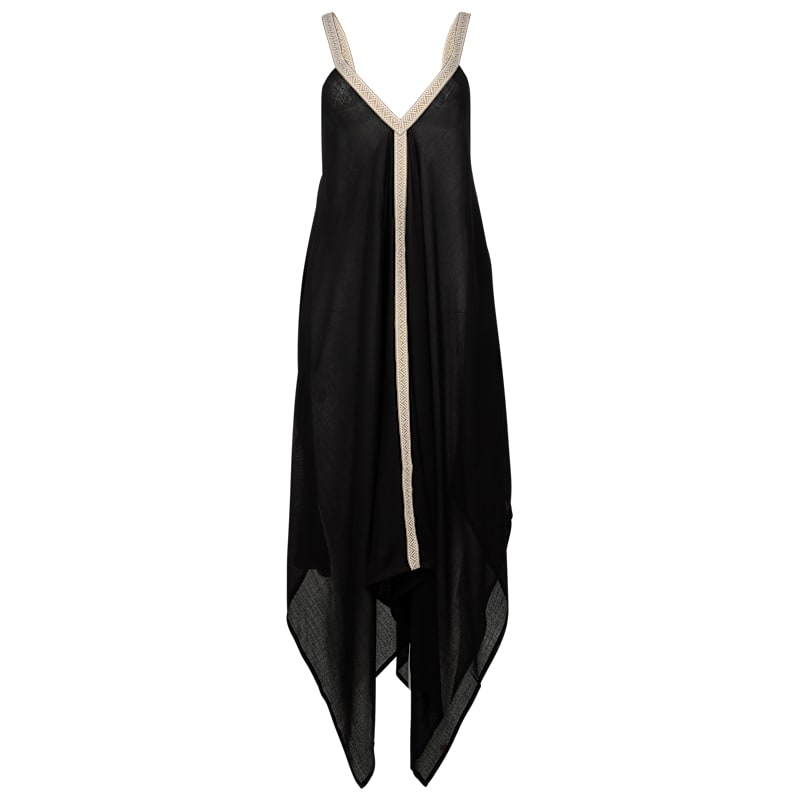 Bella Beach Black Trimmings Kerchief Sleeveless Dress Swimsuit Cover-Up