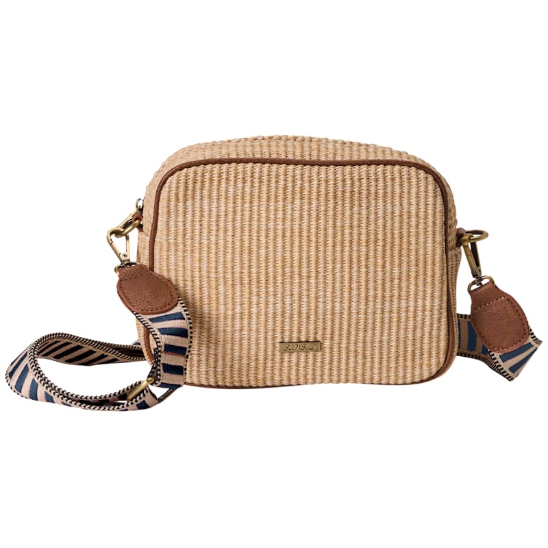 Sun 'N' Sand Straw Camera Crossbody Bag