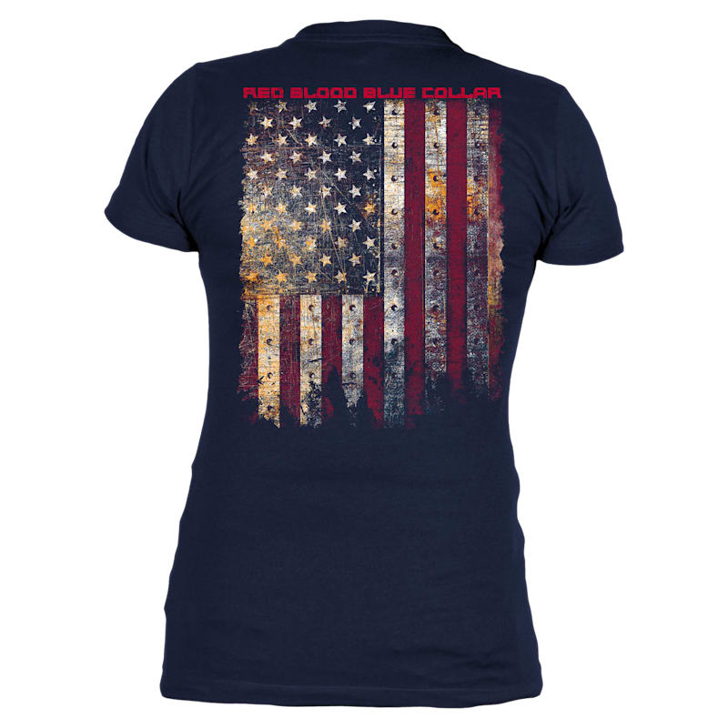 Grunt Style Red Blood Blue Collar V-Neck Short-Sleeve Shirt for Ladies