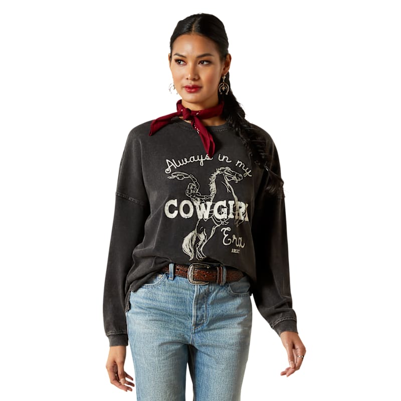 Ariat Cowgirl Era Canvas Oversized Long-Sleeve T-Shirt for Ladies