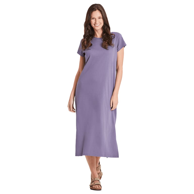 Life is Good Solid Crusher Short-Sleeve Dress for Ladies