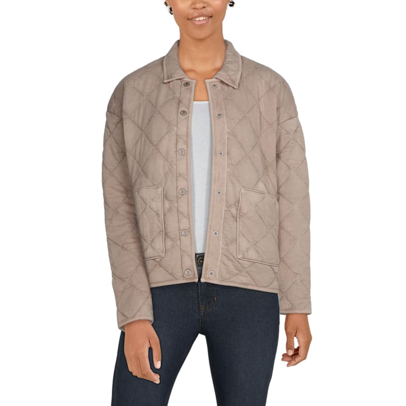 Natural Reflections Diamond Pattern Quilted Bomber Jacket