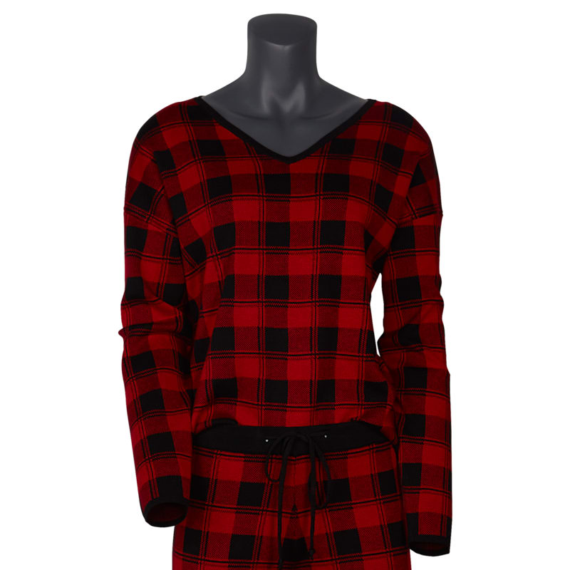 Natural Reflections Buffalo Plaid Sweater Knit Top
