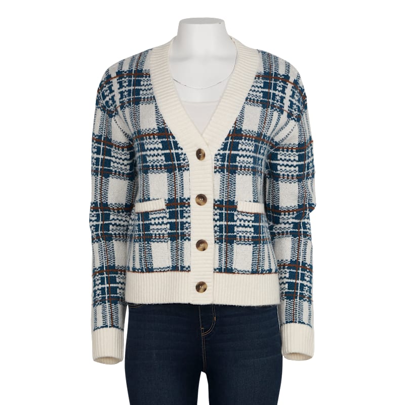 Natural Reflections Plaid Sweater Cardigan