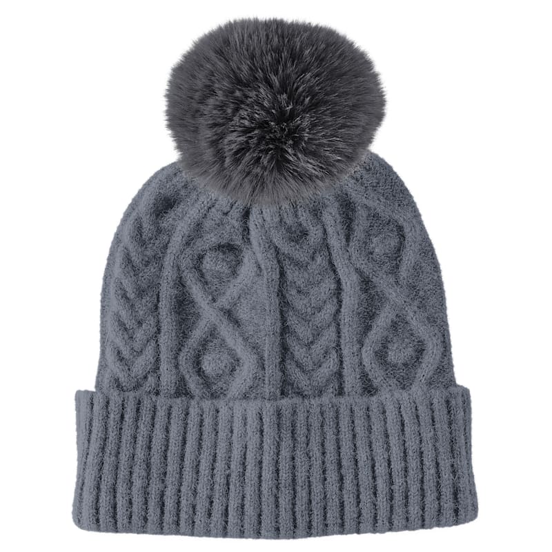 Natural Reflections Cable Knit Pom Beanie