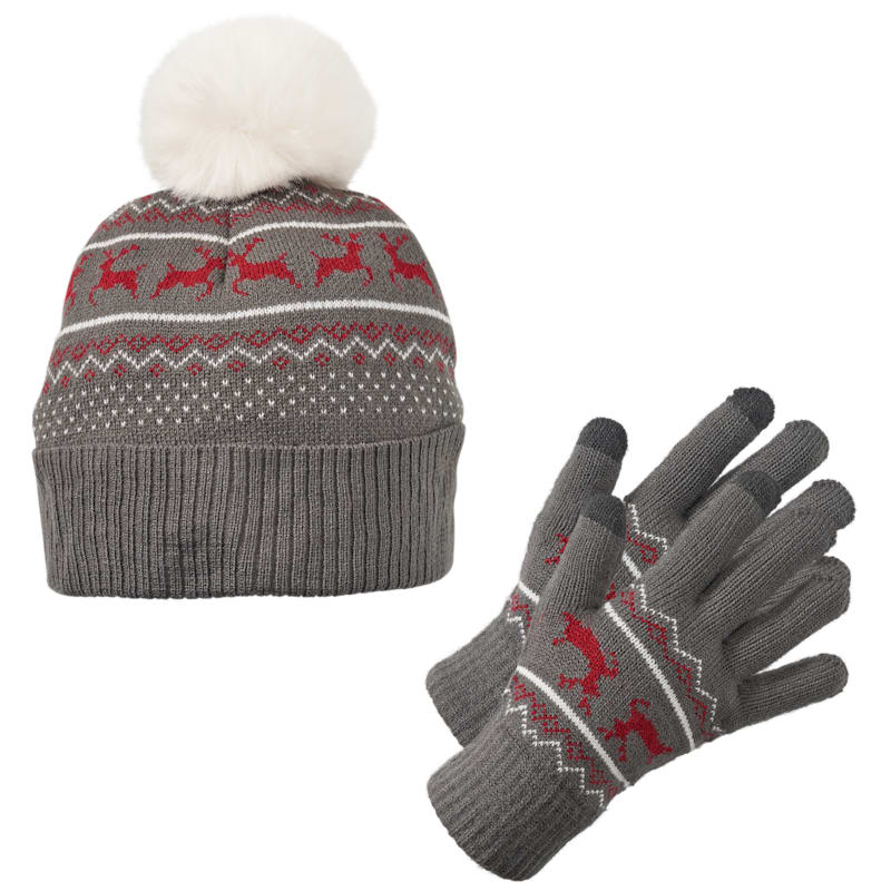 Natural Reflections Fleece-Lined Beanie and Glove Set