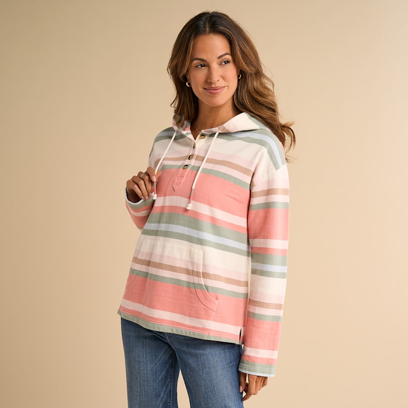 Natural Reflections Stripe Henley Hoodie