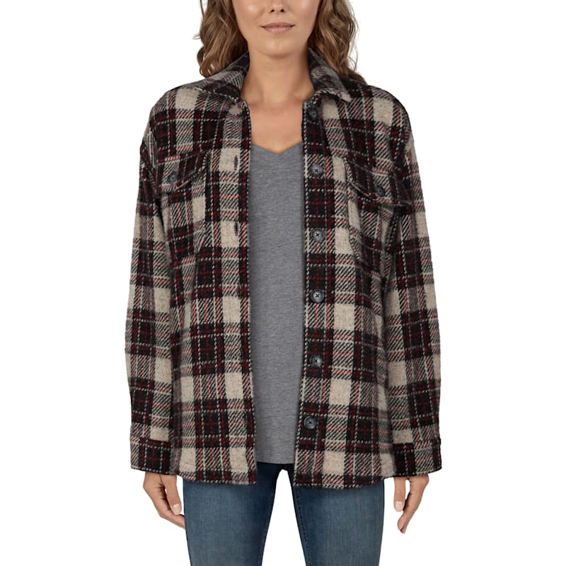 Natural Reflections Windowpane Plaid Shirt Jacket