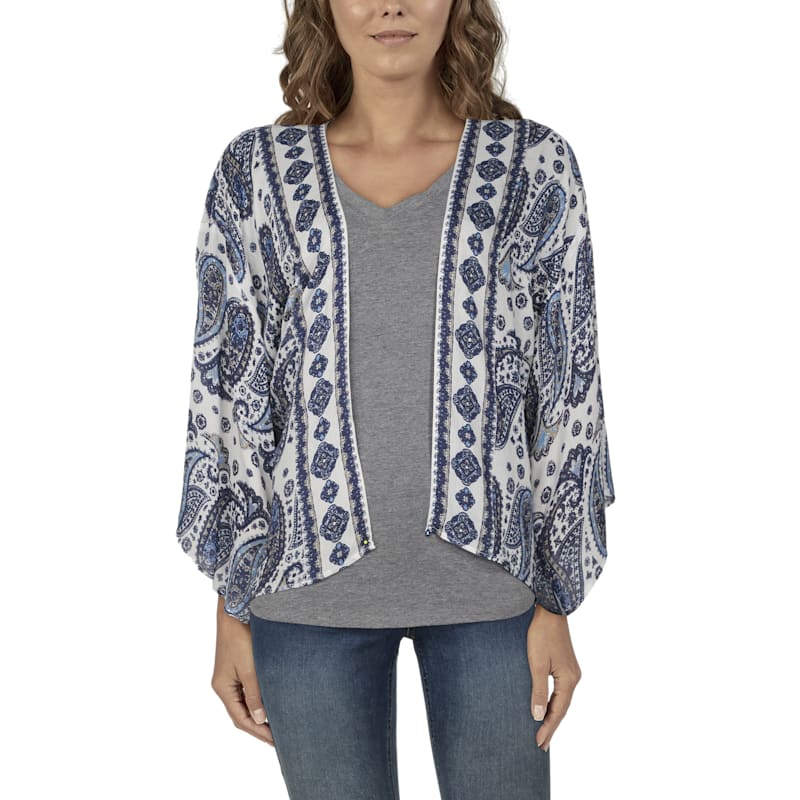 Natural Reflections Artisan Block Print Long-Sleeve Kimono