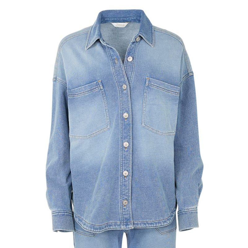 Natural Reflections Denim Knit Shirt Jacket