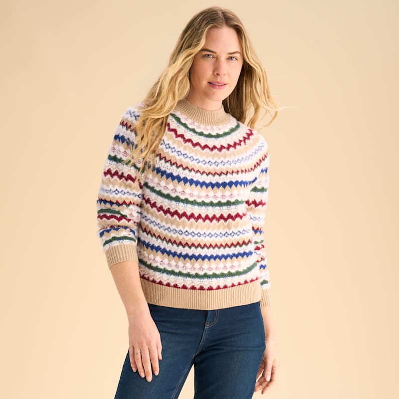 Natural Reflections All-Over Fair Isle Crew-Neck Sweater