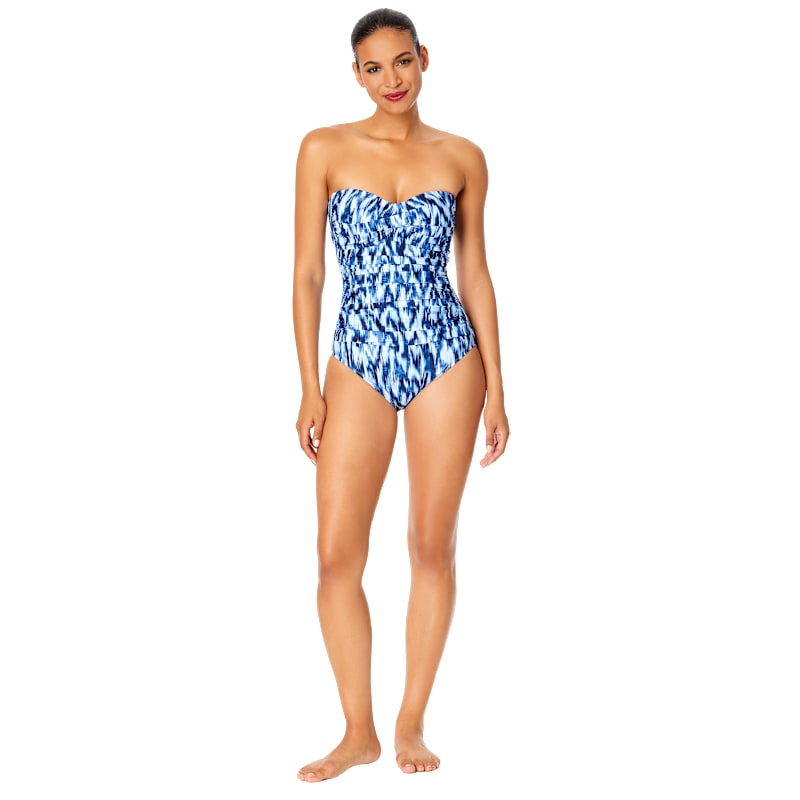 Anne Cole Tie-Dye Ikat Twist Front Shirred 1-Piece Swimsuit for Ladies