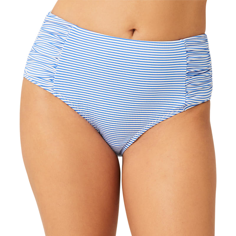 Free Country Seersucker High-Waisted Bikini Bottoms for Ladies
