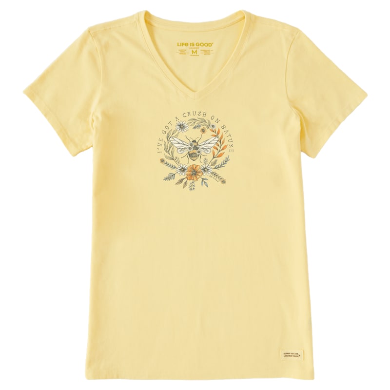 Life is Good Crush on Nature Bee Crusher V-Neck Short-Sleeve T-Shirt for Ladies
