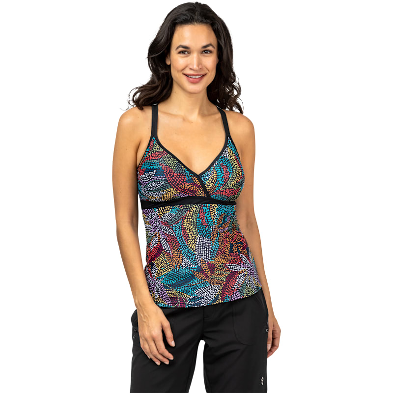 Free Country Zigzag Zest Macrame Back Tankini for Ladies