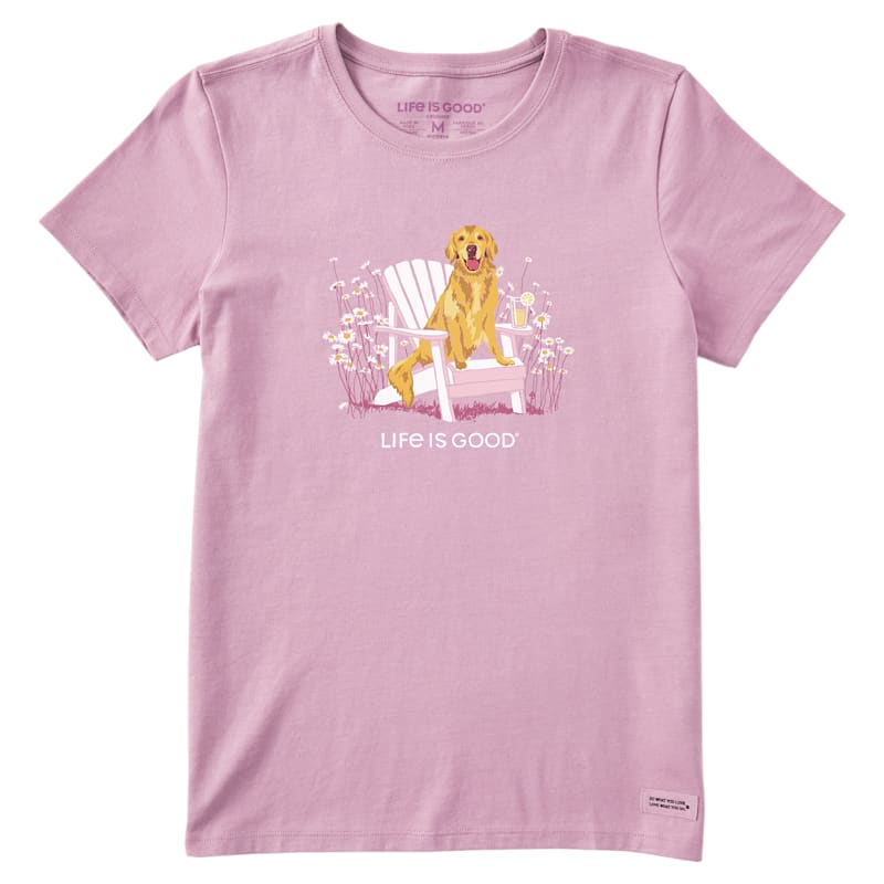 Life is Good Golden Retriever Adirondack Crusher-LITE Short-Sleeve T-Shirt for Ladies