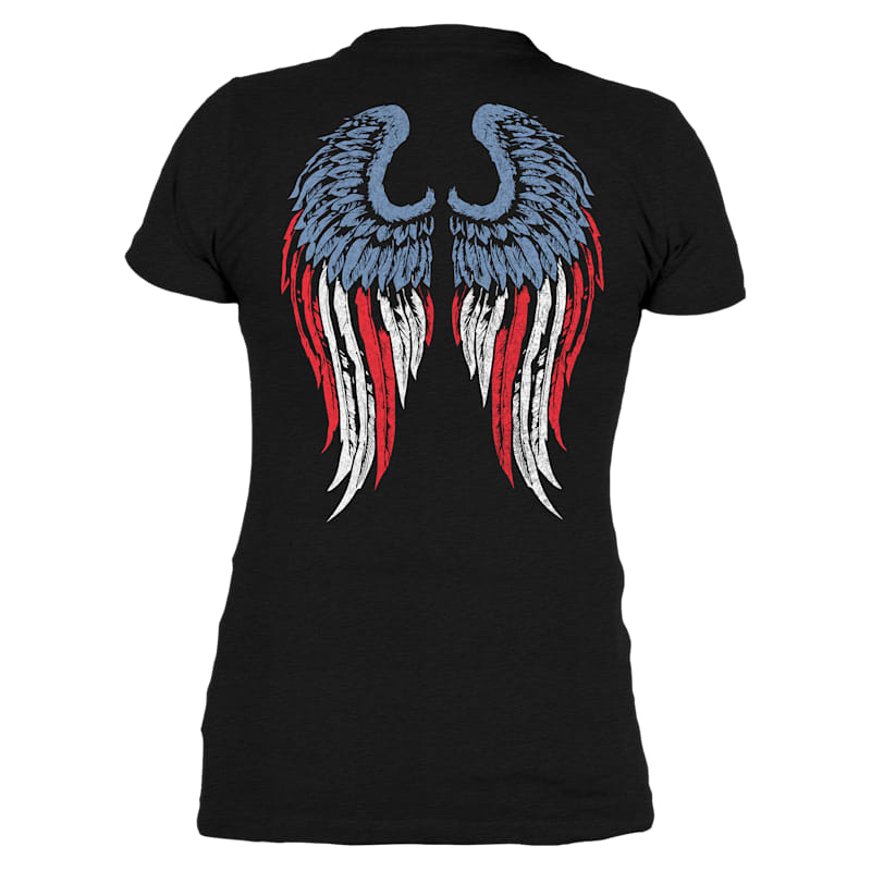 Grunt Style Freedom Angel V-Neck Short-Sleeve T-Shirt for Ladies