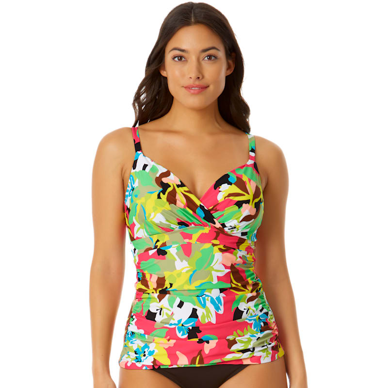 Anne Cole Cabana Party Underwire Surplice Tri Tankini Swim Top for Ladies