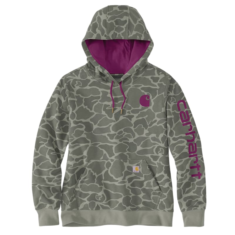 Carhartt Relaxed-Fit Midweight Logo Sleeve Graphic Hooded Sweatshirt for Ladies