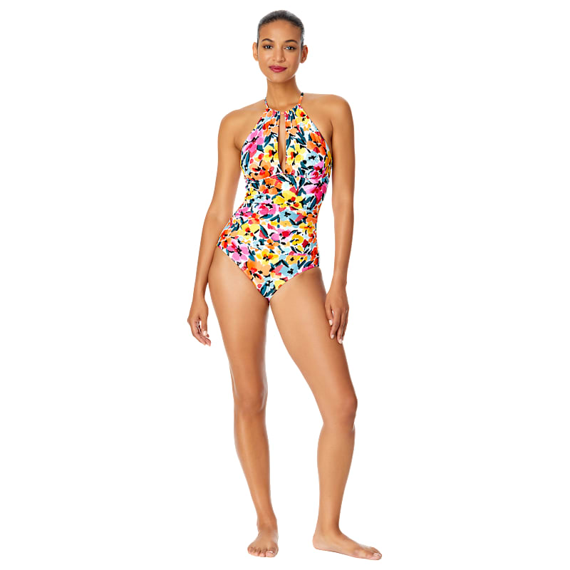 Anne Cole Gradient Floral High-Neck 1-Piece Swimsuit for Ladies