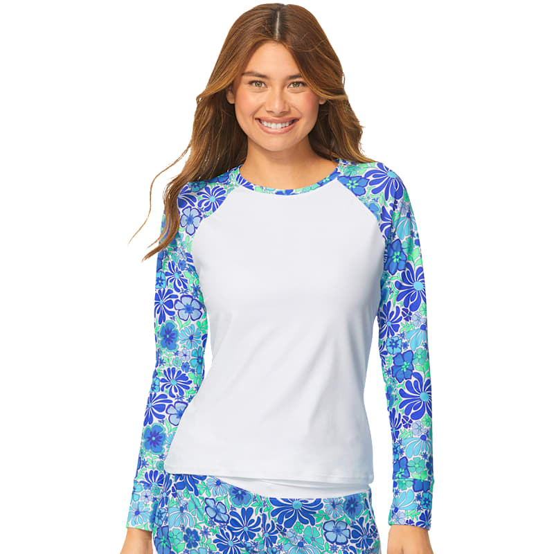 Raisins Venice Babe Back-Zip Rashguard Long-Sleeve Swim Top