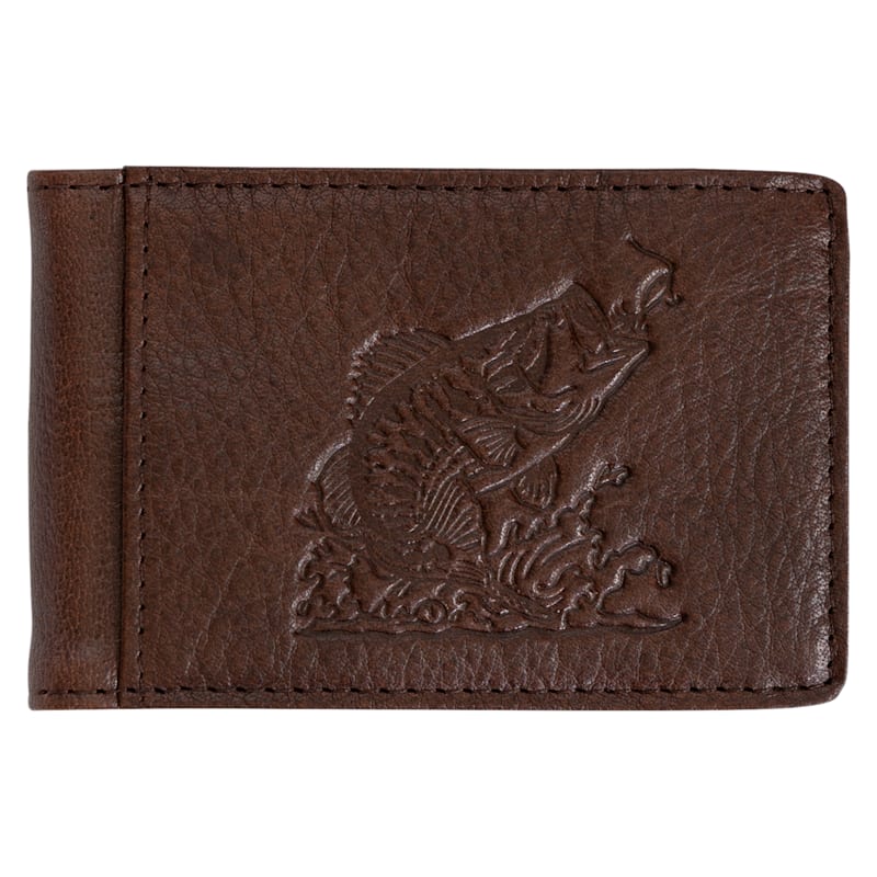 RedHead Largemouth Bass Embossed Leather Front-Pocket Wallet with Money Clip