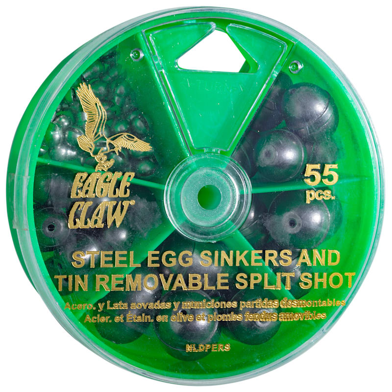 Eagle Claw 55-Piece Lead-Free Egg and Split Shot Sinker Assortment