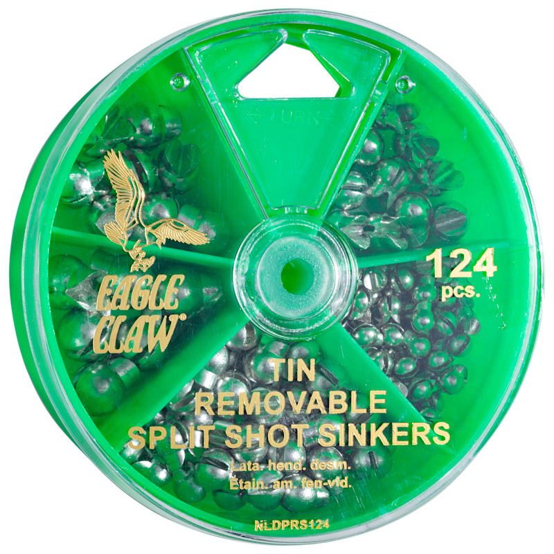 Eagle Claw 124-Piece Tin Removable Split Shot Sinker Assortment