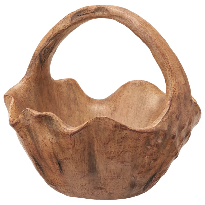 White River Home Faux-Wood Ruffle Basket