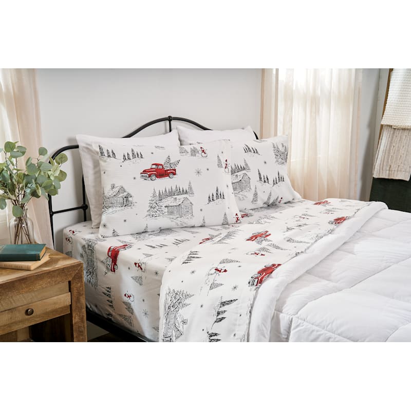Bass Pro Shops Sketchy Christmas Flannel Sheet Set