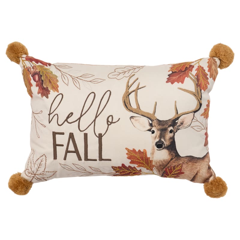 White River Home Hello Fall Embroidered Lumbar Pillow