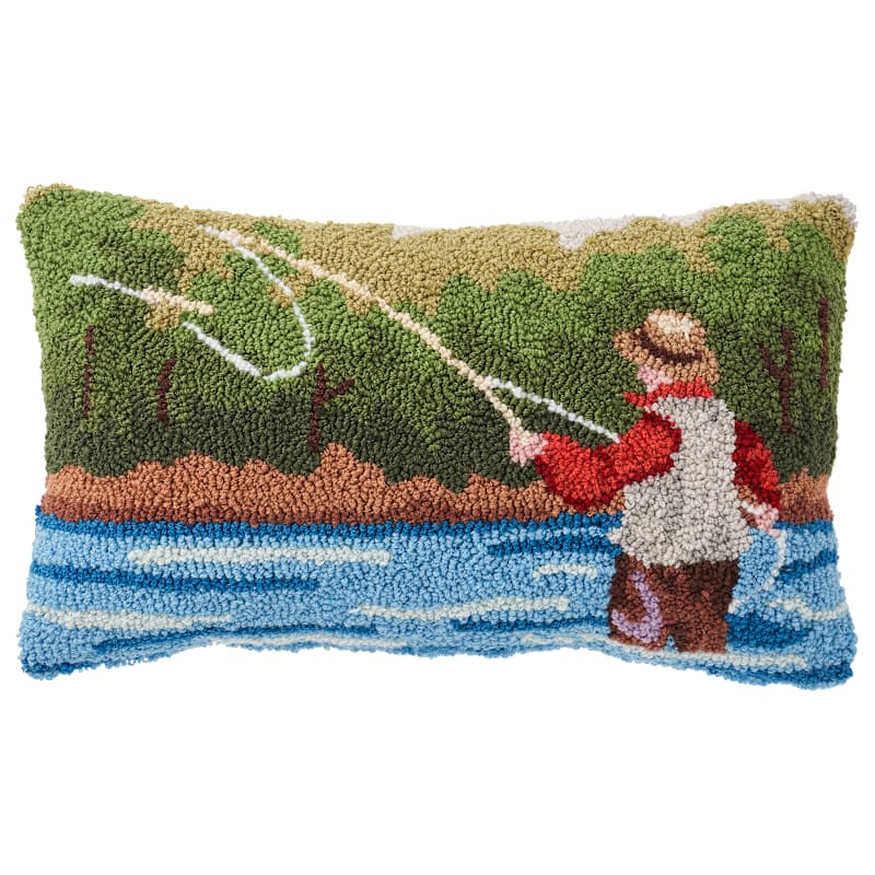 White River Home Fisherman Hook Decorative Pillow