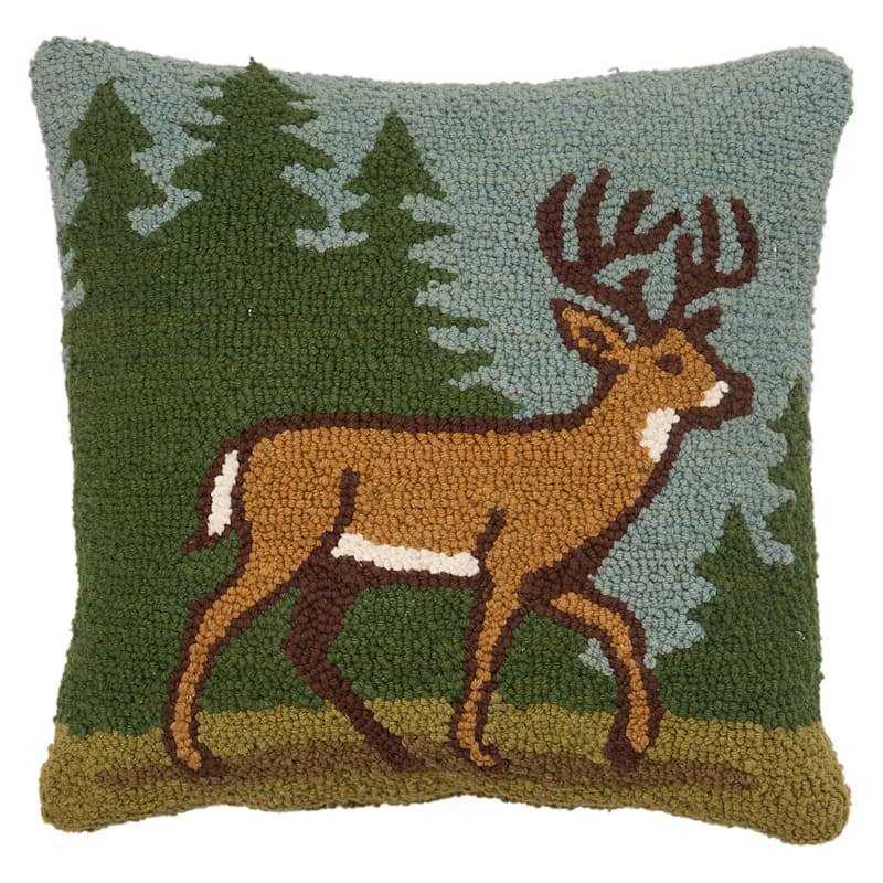 White River Home Hooked Deer Decorative Pillow