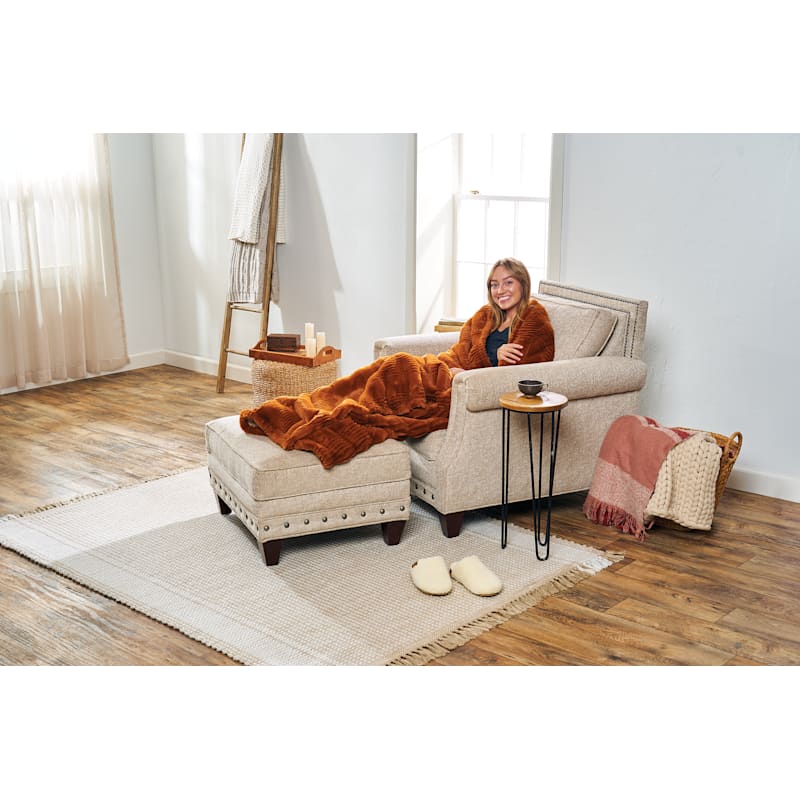 White River Home Faux-Fur Foot Pocket Throw Blanket