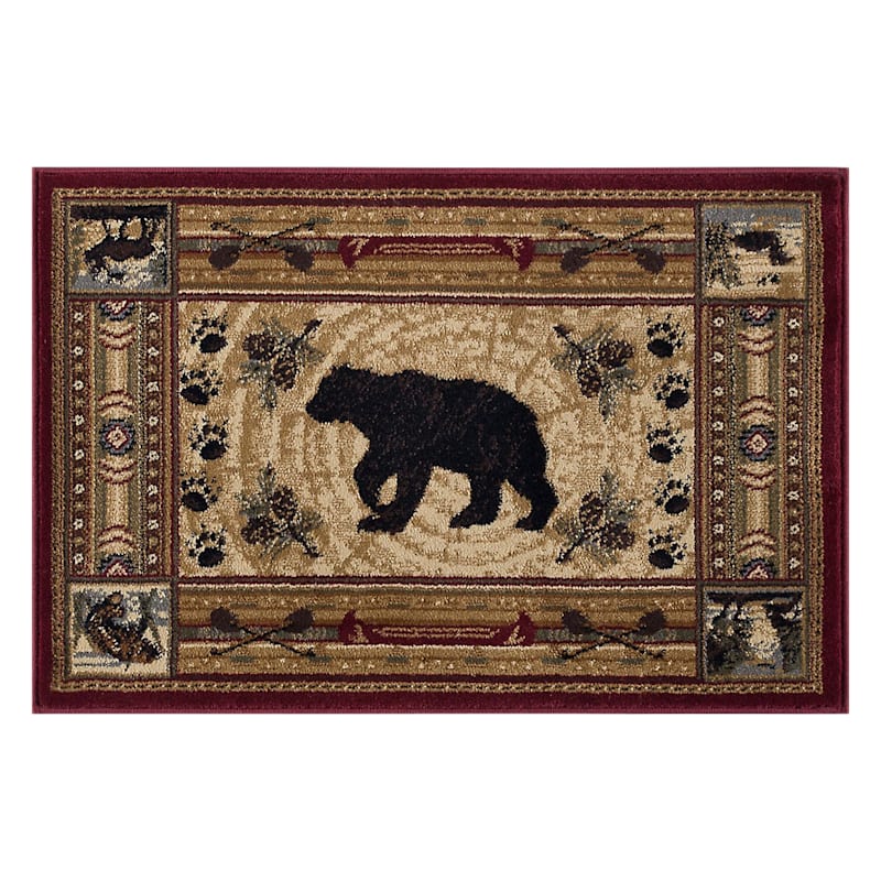 Tayse Rugs Black Bear Novelty Lodge Brown Area Rug