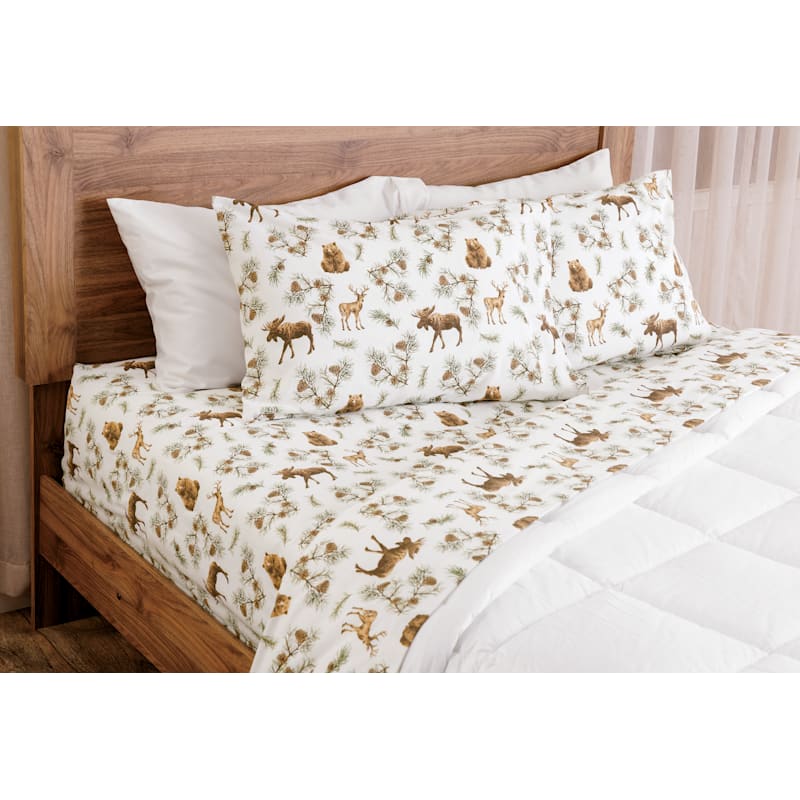White River Home Bear and Moose Flannel Sheet Set