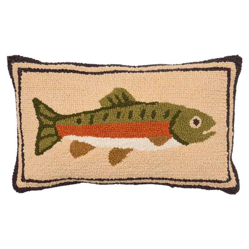 White River Home Hooked Fish Decorative Pillow