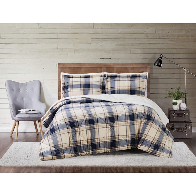 Truly Soft Cuddle Warmth Printed Plaid Bedding Collection Comforter Set