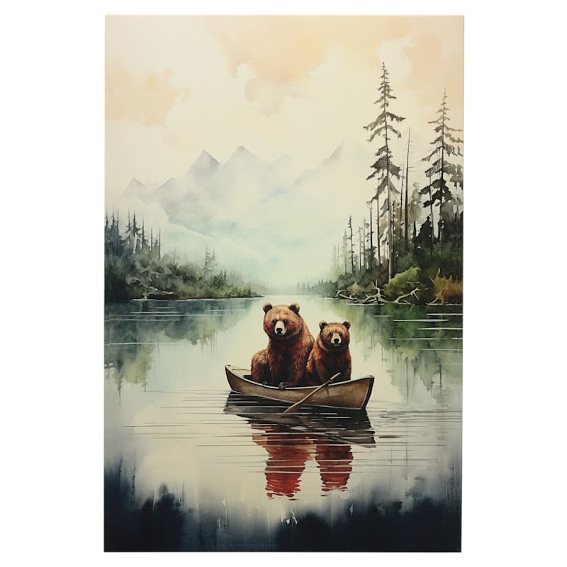 Open Road Brands Bears in Canoe Canvas Wall Art